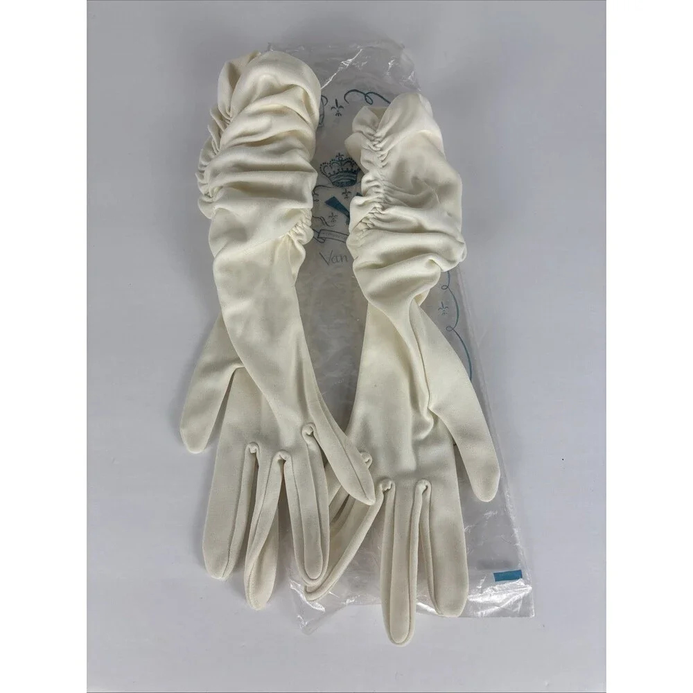 VTG Van Raalte Runched Gloves White Size 7 1/2 14